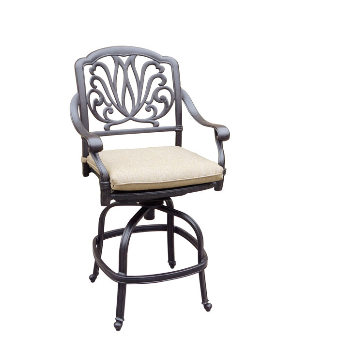 Three Posts™ Lebanon Swivel 26" Patio Bar Stool with Cushion & Reviews
